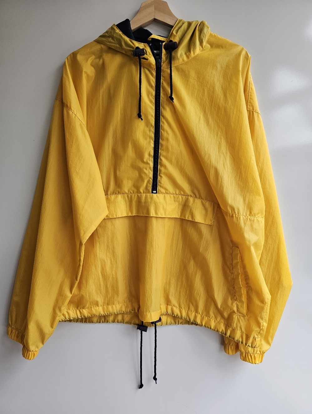Flying Colors Vintage 90s Anorak Windbreaker Yellow Nylon Large Good Condition